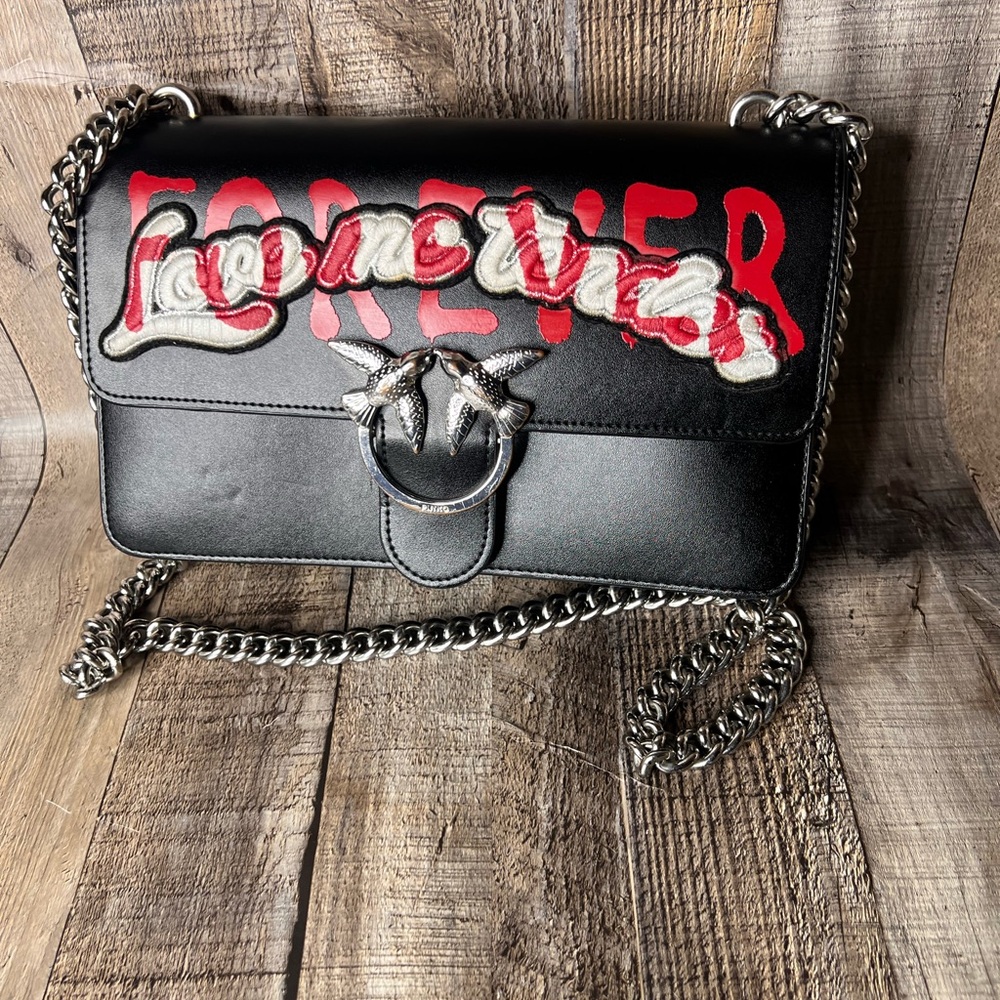 Pinko Black Chain Strap Women Crossbody Bag